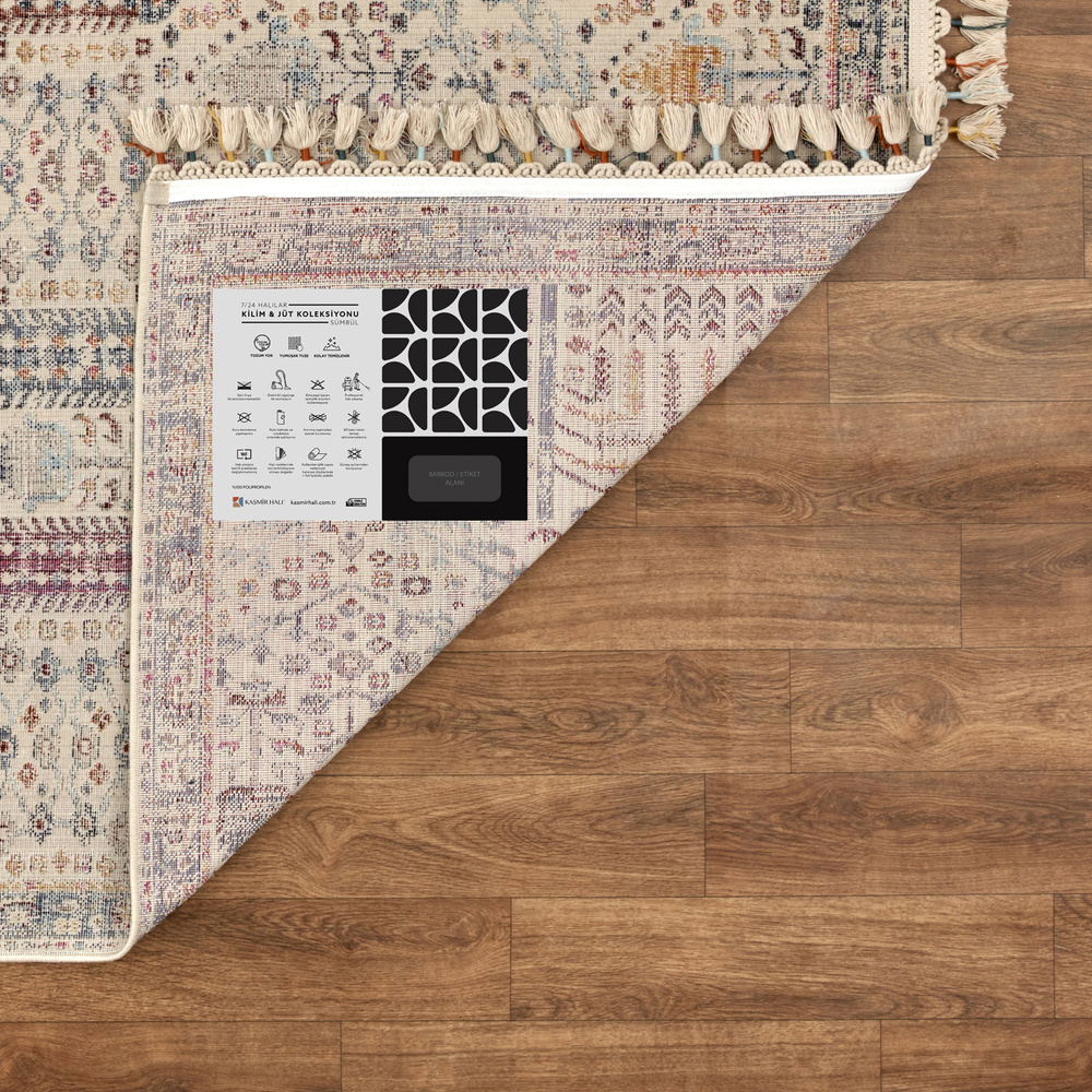 Kaşmir Halı 7/24 Kilim ve Jüt  Sümbül 160x230 cm görseli 6