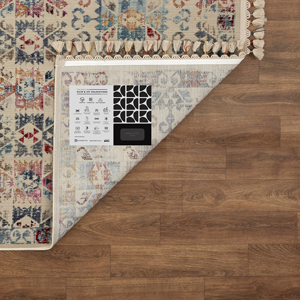 Kaşmir Halı 7/24 Kilim ve Jüt  Nakış 80x150 cm görseli 6