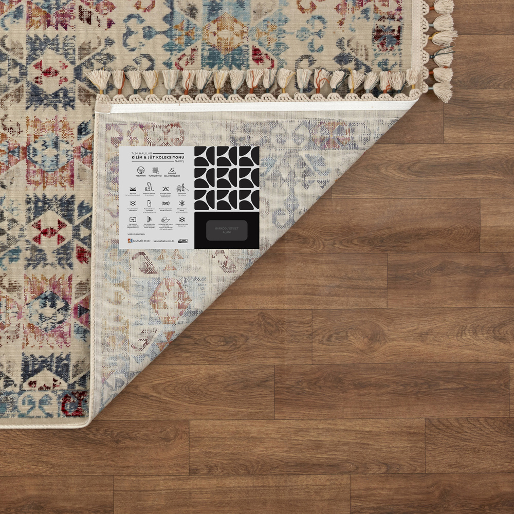 Kaşmir Halı 7/24 Kilim ve Jüt  Nakış 100x300 cm görseli 6