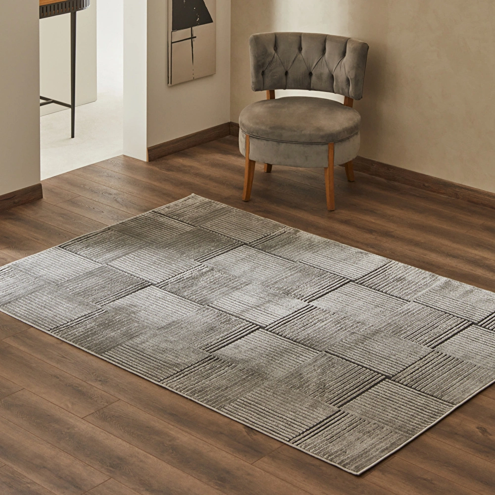 Kaşmir Halı 7/24 İskandinav Elin Gri 200x290 cm görseli 1