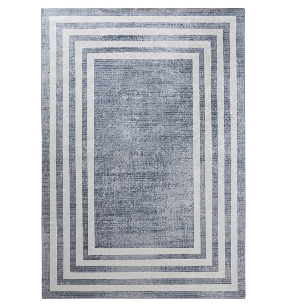 Sare By Kaşmir Halı Frame Gray Yıkanabilir Kaymaz Taban 80x300 cm görseli 2