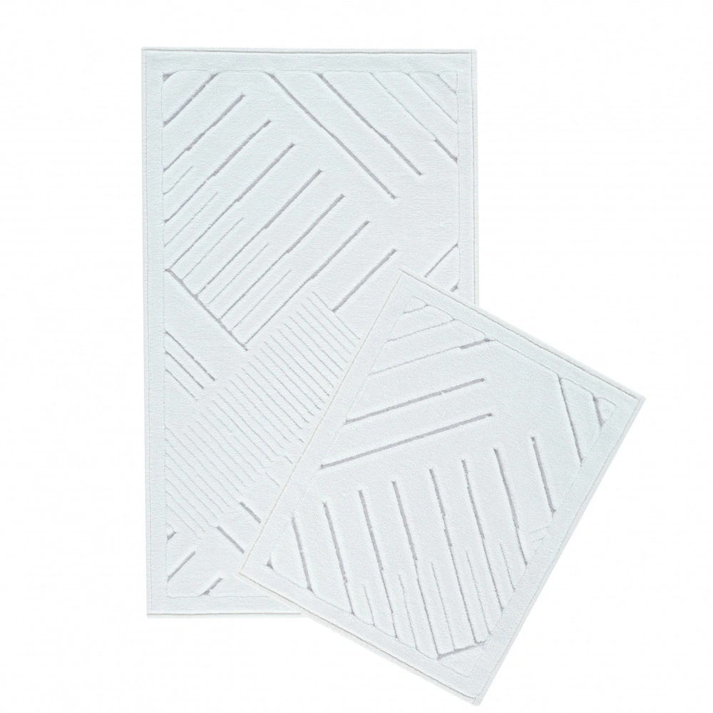 Kaşmir Home Bergen 2li Pamuk Banyo Paspas Beyaz  60x100-50x60 cm görseli 2