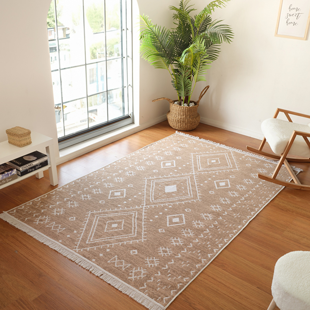 Kaşmir Halı 7/24 Kilim Jüt Hatka Beige 100x200 cm görseli 1