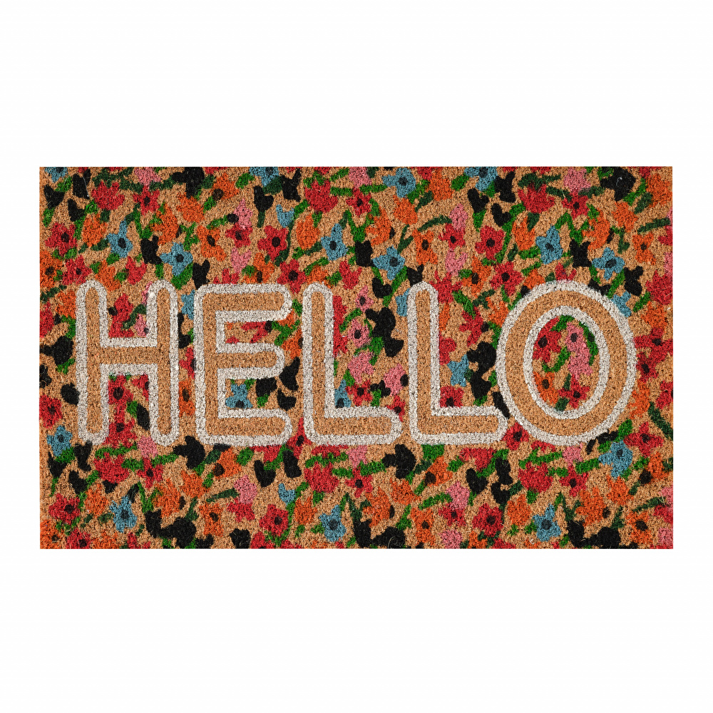 Kaşmir Halı Renklı Çiçekli Hello Coco Paspas 45x75 cm görseli 2