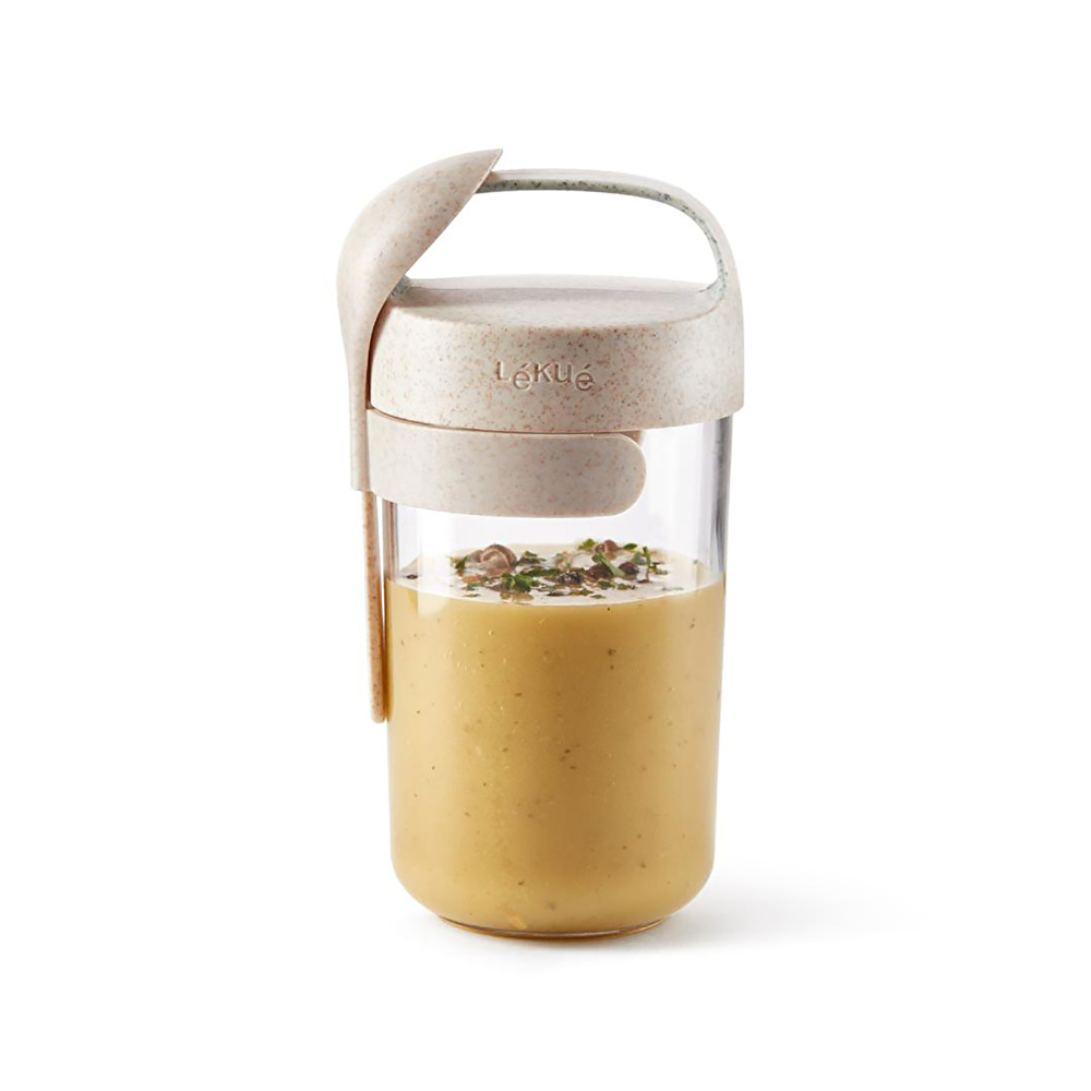 Lekue To Go Kaşıklı Atıştırmalık Kabı 600 ml Bej görseli 1