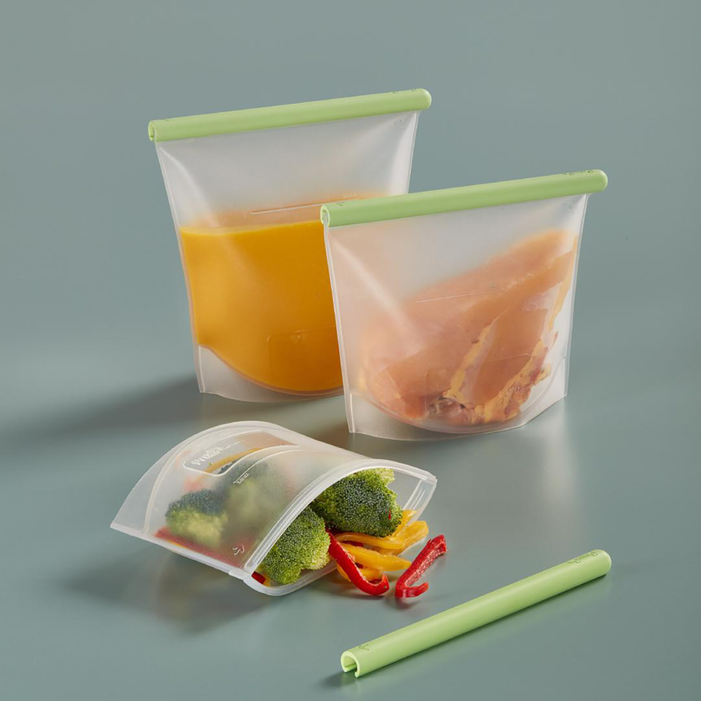 Lekue Silikon Saklama Çantası 500 ml Yeşil-Şeffaf görseli 5
