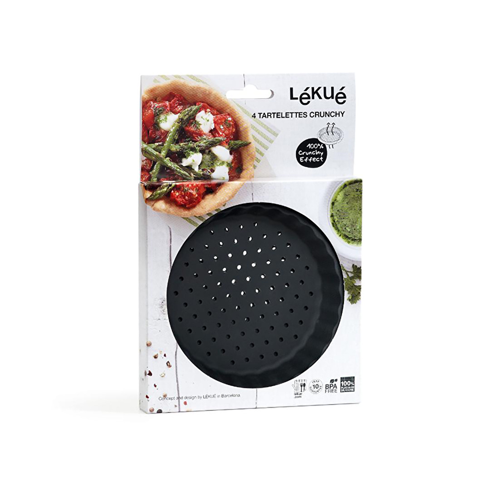 Lekue 4'Lü Silikon Tartelette Kalıbı 12 cm Siyah  görseli 1