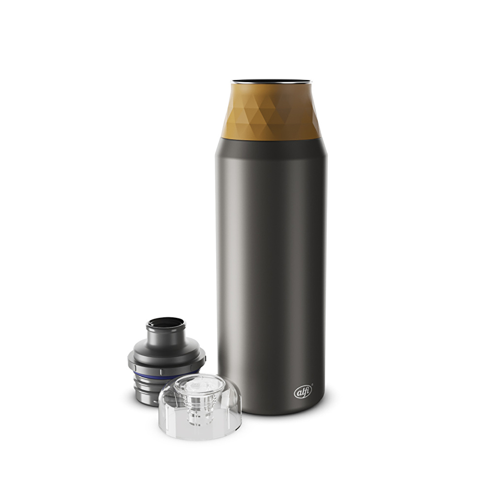 Alfi Bottle Endless Caviar Paslanmaz Çelik Şişe Mat Siyah ve Hardal  görseli 2