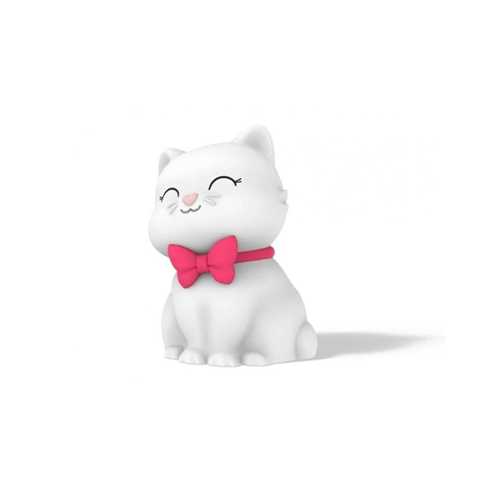 Dhink Kedi Tosh Silikon Gece Lambası 14x10x9 cm Beyaz görseli 1