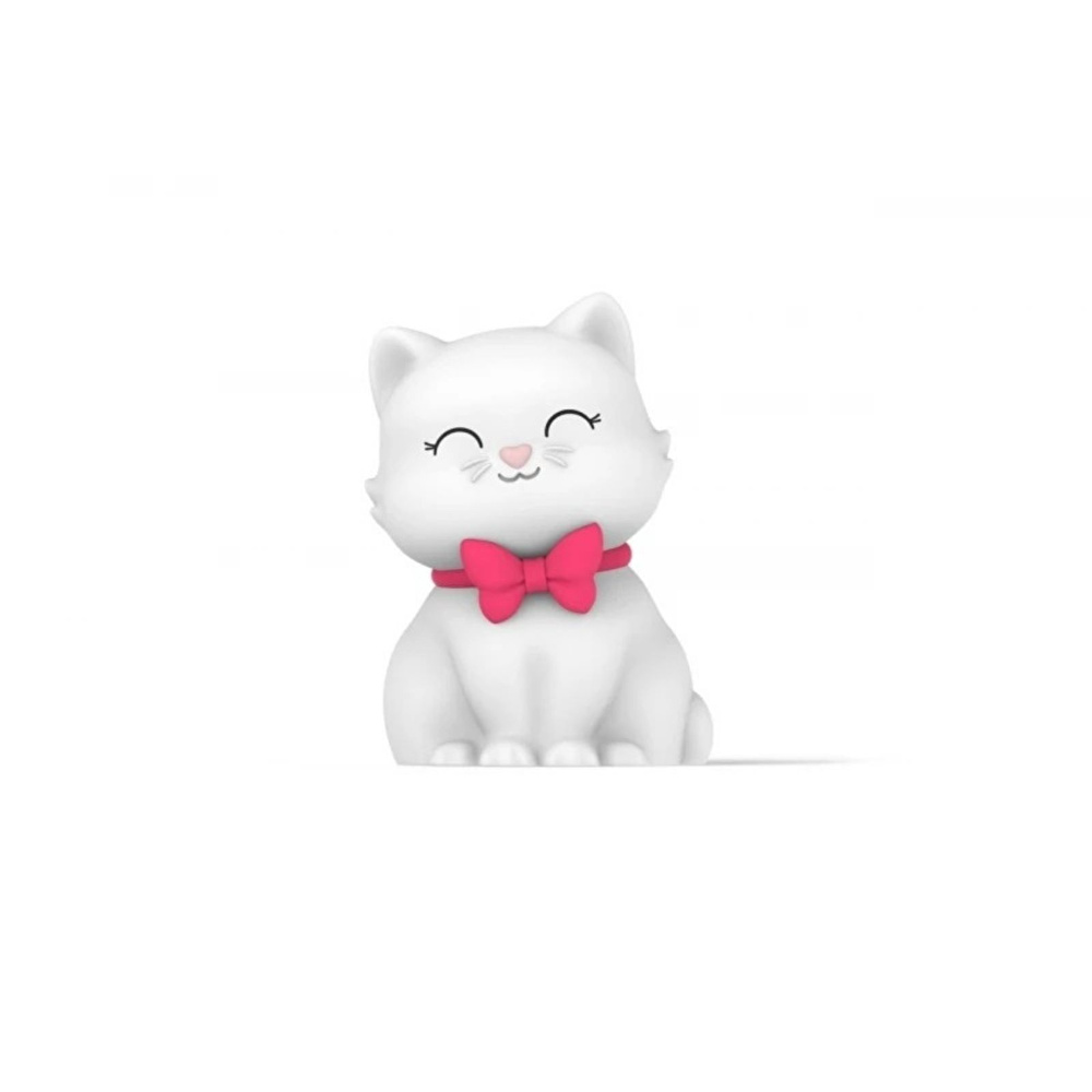 Dhink Kedi Tosh Silikon Gece Lambası 14x10x9 cm Beyaz görseli 2