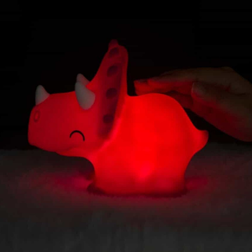 Dhink Triceratops Silikon Gece Lambası 14x12x17 cm Pembe görseli 7