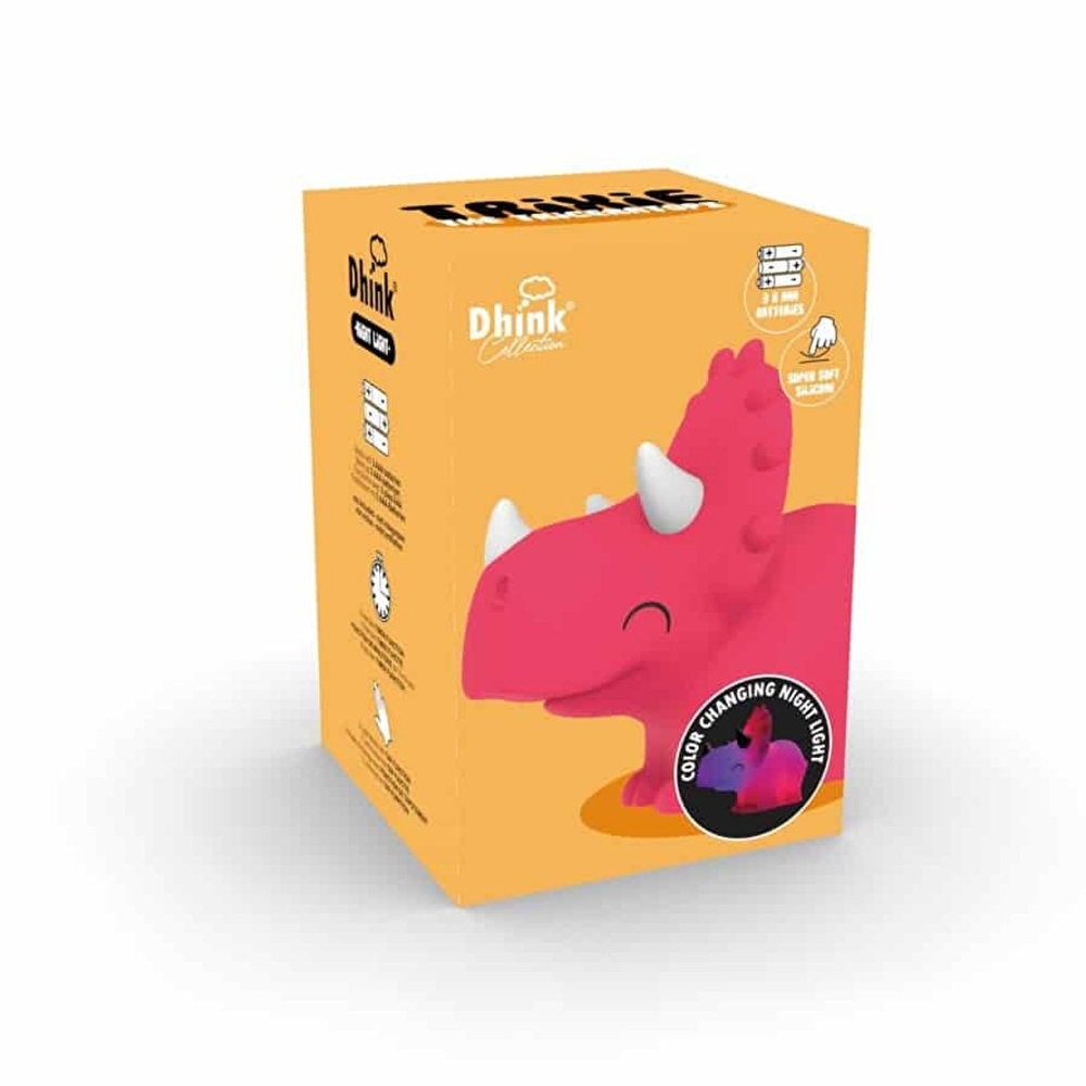 Dhink Triceratops Silikon Gece Lambası 14x12x17 cm Pembe görseli 9