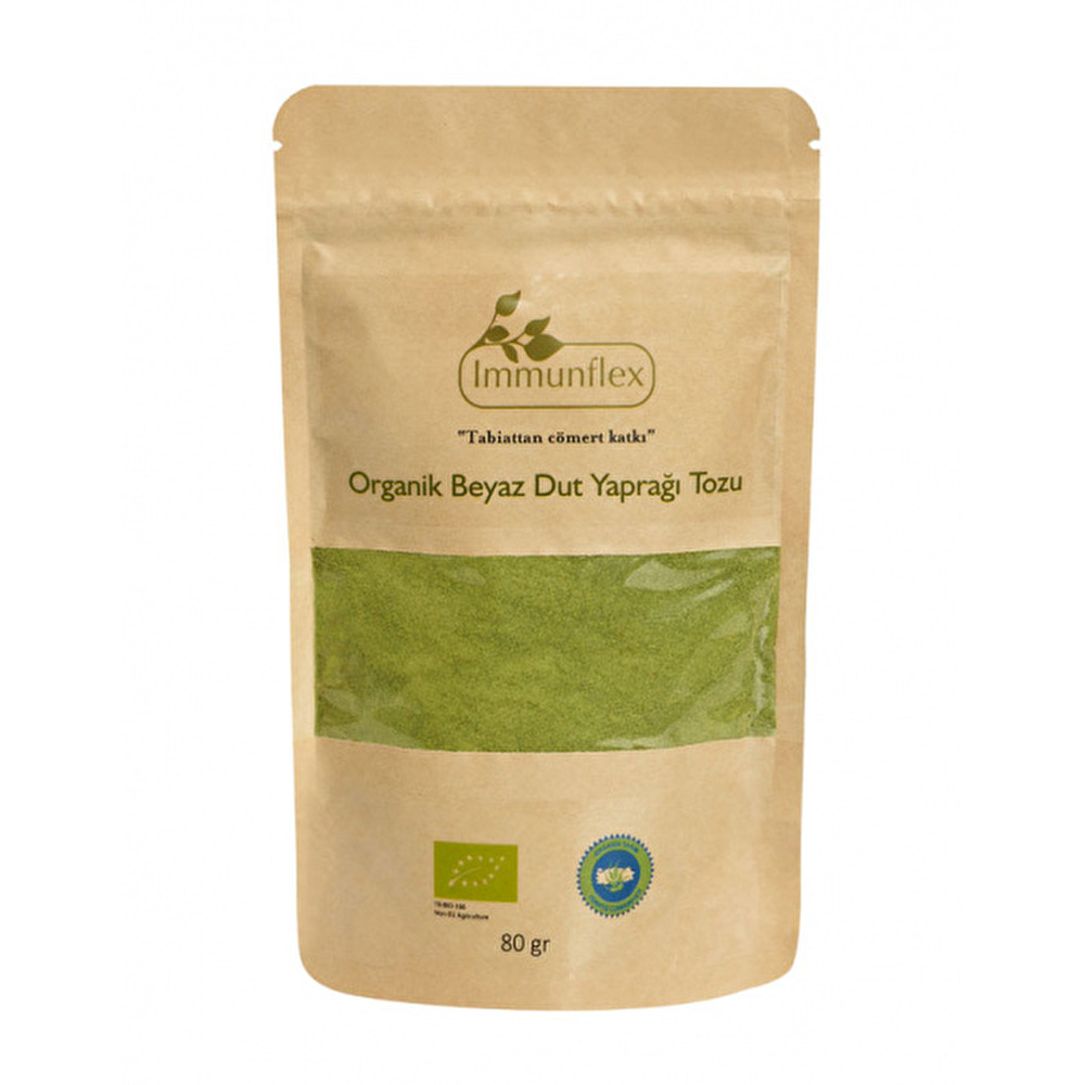 Immunflex Organik Glutensiz Beyaz Dut Yaprağı Tozu 80 gr görseli 1