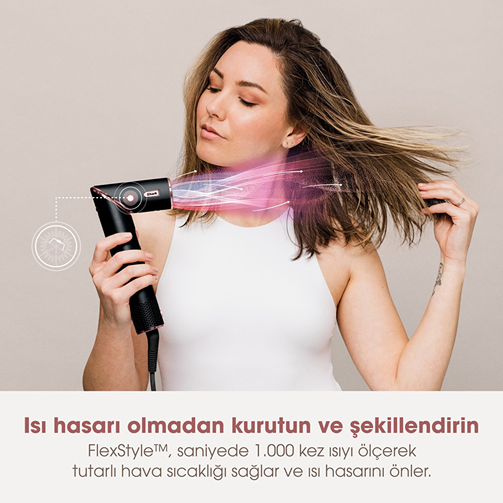 Shark FlexStyle 5-in-1 Air Saç Kurutma Ve Şekillendirme Sistemi+Saklama Kutusu - Siyah Gold görseli 2