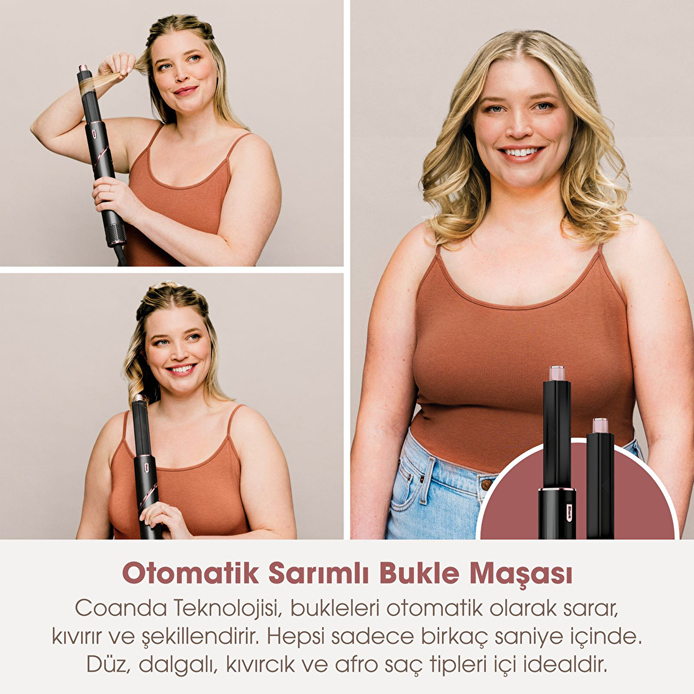 Shark FlexStyle 5-in-1 Air Saç Kurutma Ve Şekillendirme Sistemi+Saklama Kutusu - Siyah Gold görseli 3