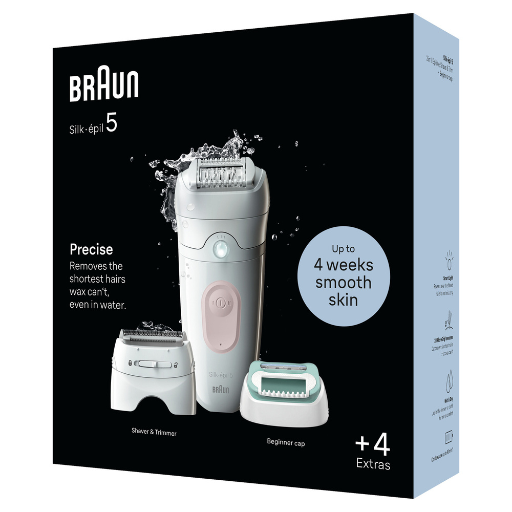 Braun SE 5050 Silk Epil 5 Islak ve Kuru Kalıcı Pürüzsüz Cilt Epilasyon Cihazı Flamingo Pembe görseli 8