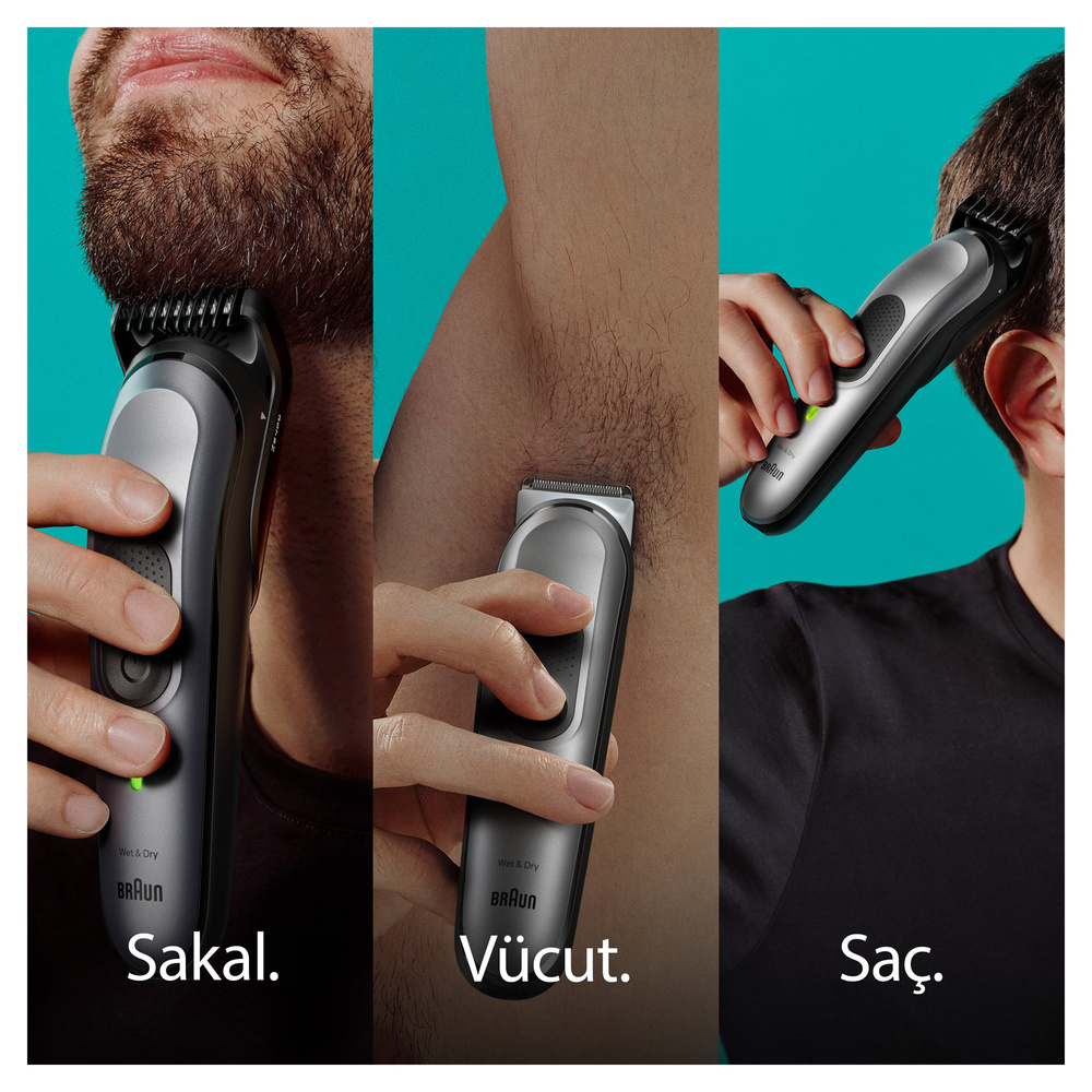 Braun Series 7 MGK7420 Hepsi Bir Arada Şekillendirme Seti 10 u 1 Arada Erkek Bakım Kiti Gri görseli 3