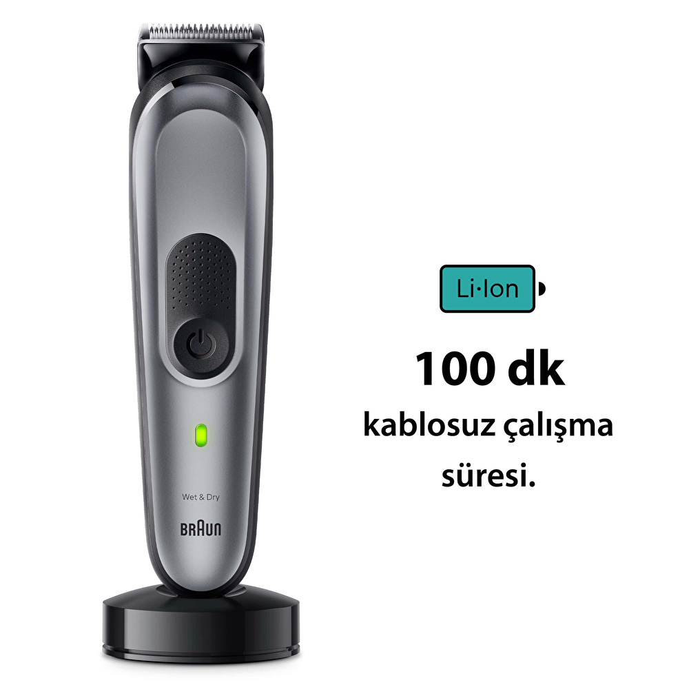 Braun Series 7 MGK7420 Hepsi Bir Arada Şekillendirme Seti 10 u 1 Arada Erkek Bakım Kiti Gri görseli 5