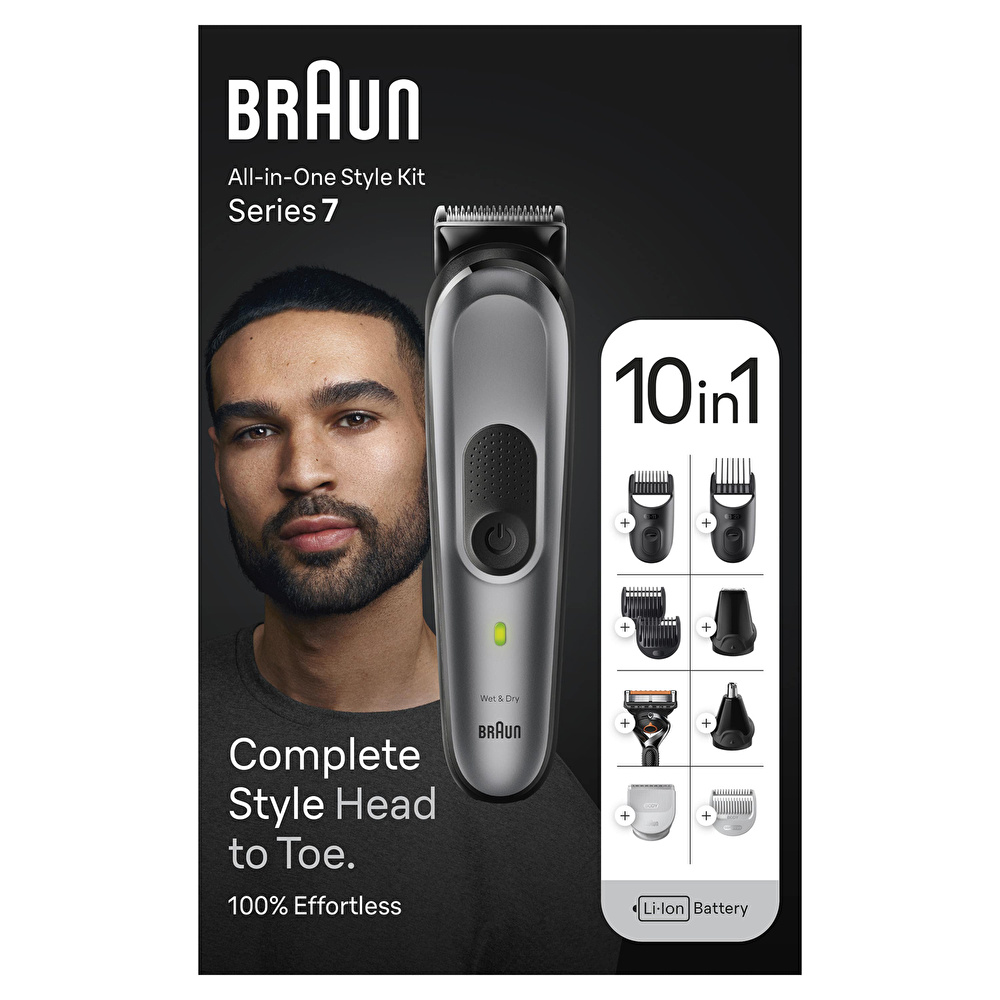 Braun Series 7 MGK7420 Hepsi Bir Arada Şekillendirme Seti 10 u 1 Arada Erkek Bakım Kiti Gri görseli 8