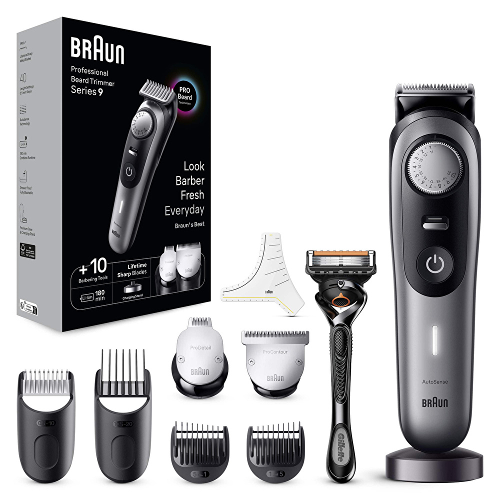 Braun Series 9 BT9420 Profesyonel Saç&Sakal Düzeltici Berber Araçları Dahil görseli 1
