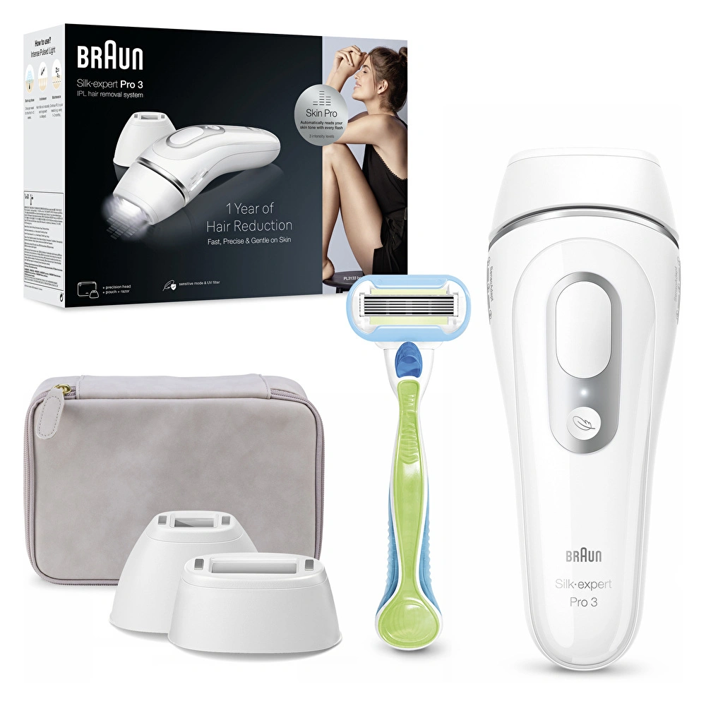 Braun IPL Silk Expert Pro 3 Evde Tüy Alma Çanta Venus Tıraş Makinesi 2 Başlık ile PL3132 Beyaz Gümüş görseli 3