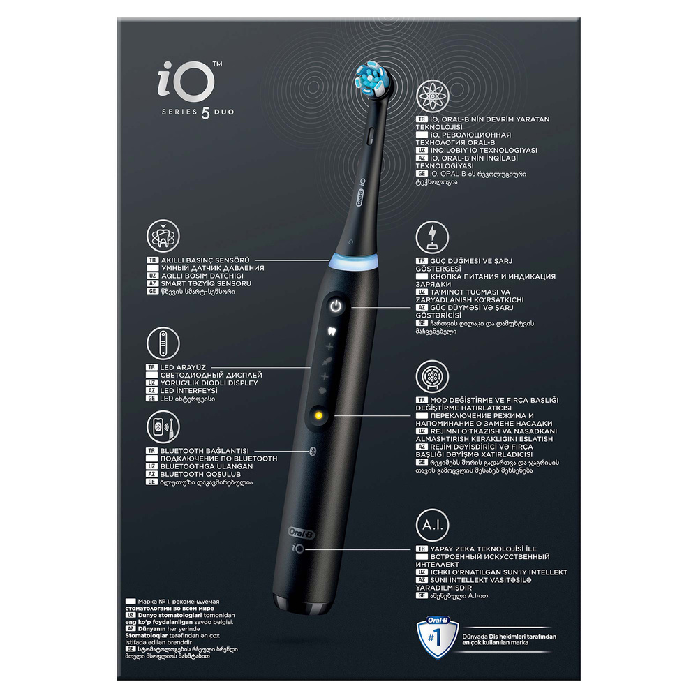 Oral B iO 5 Şarjlı Diş Fırçası Seti 2'li Mat Siyah / Beyaz görseli 9
