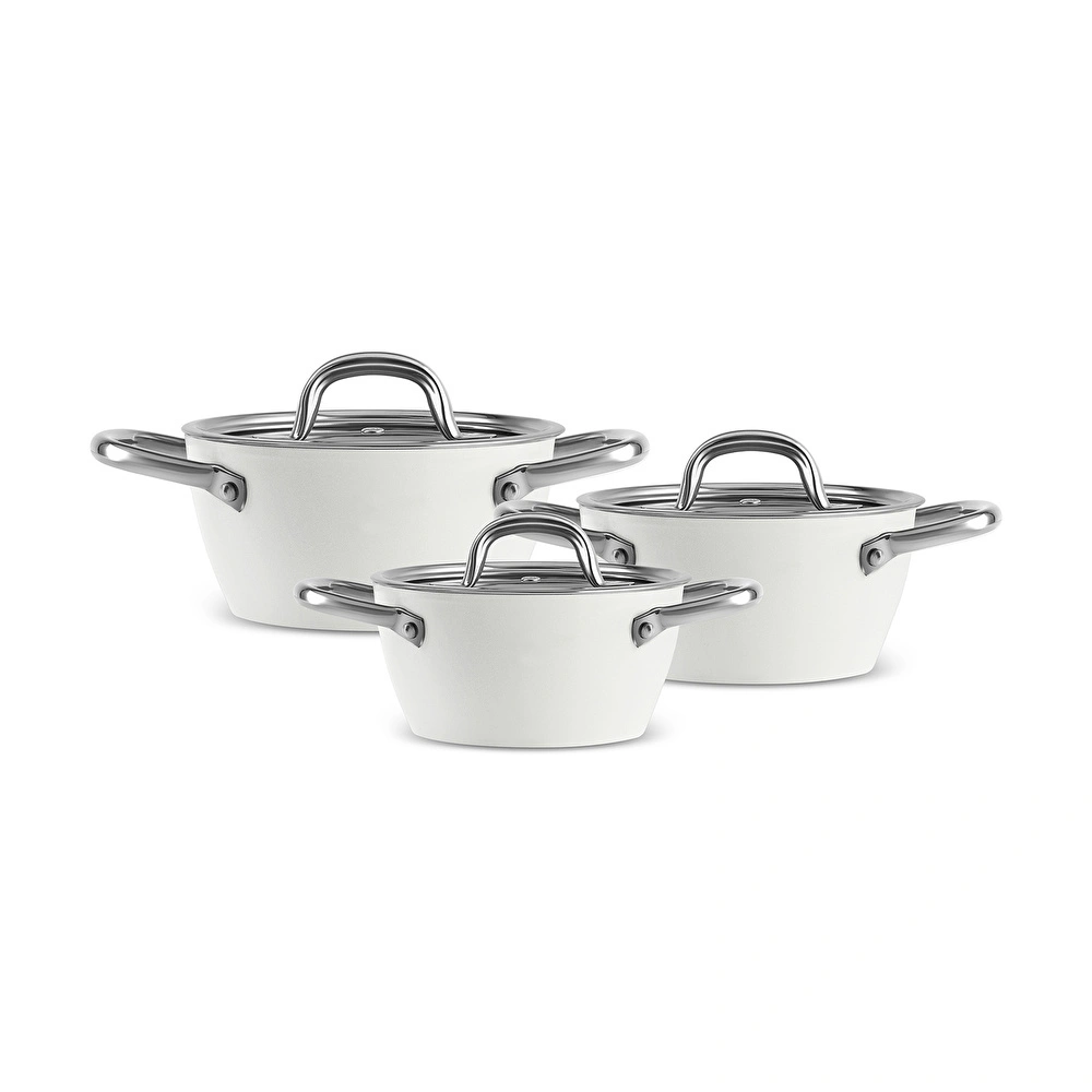 Karaca x Refika Swiss Crystal Creamy Metal 6 Parça Midi Tencere Set Krem görseli 1