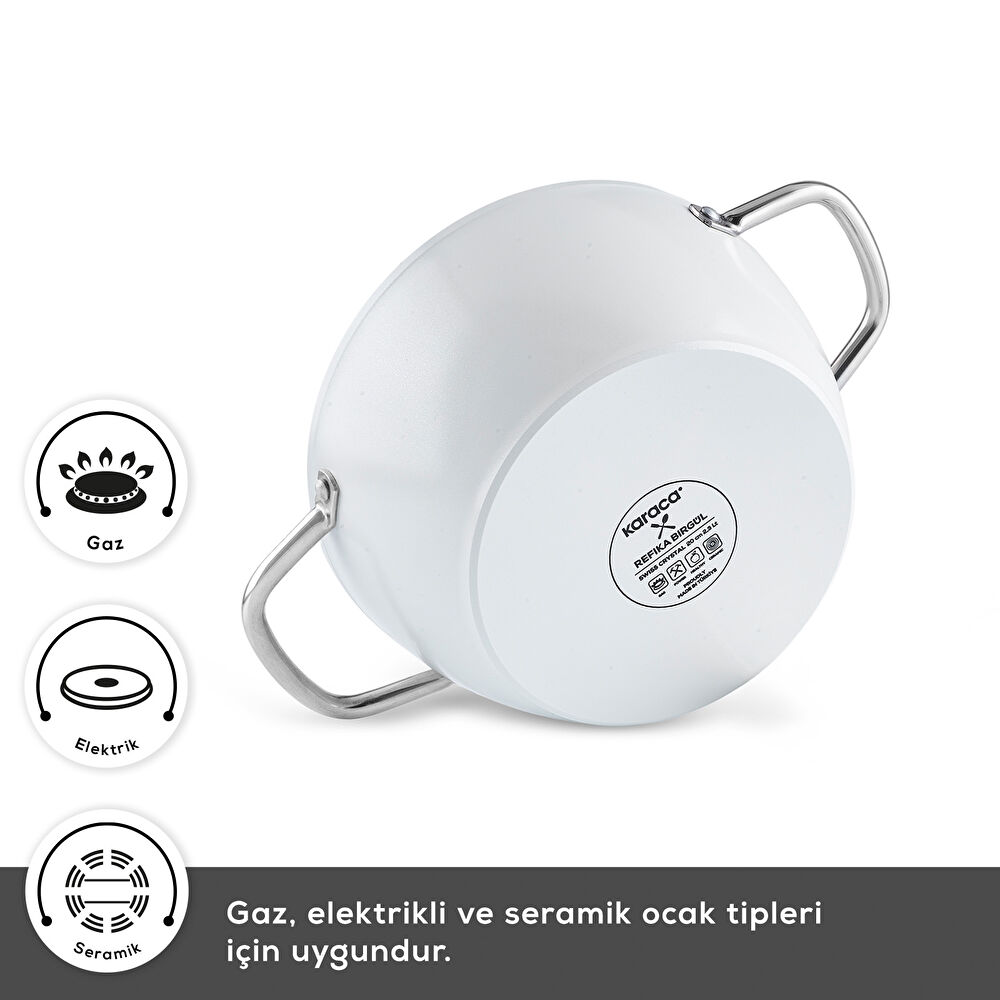 Karaca x Refika Swiss Crystal Creamy Metal Kulplu 7 Parça Tencere Seti Krem thumbnail 3