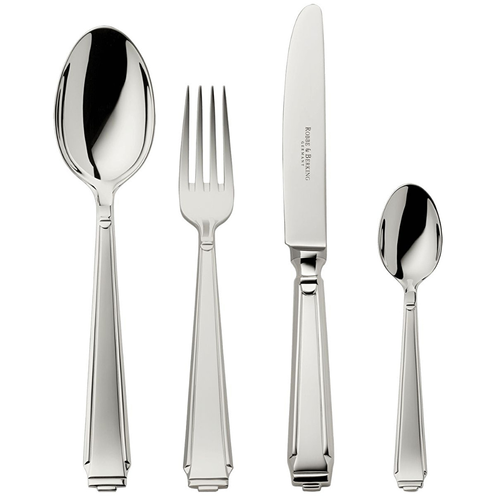 Robbe&Berking Art Deco 6 Kişilik 24 Parça Çatal Kaşık Bıçak Seti Gümüş Kaplama görseli 1