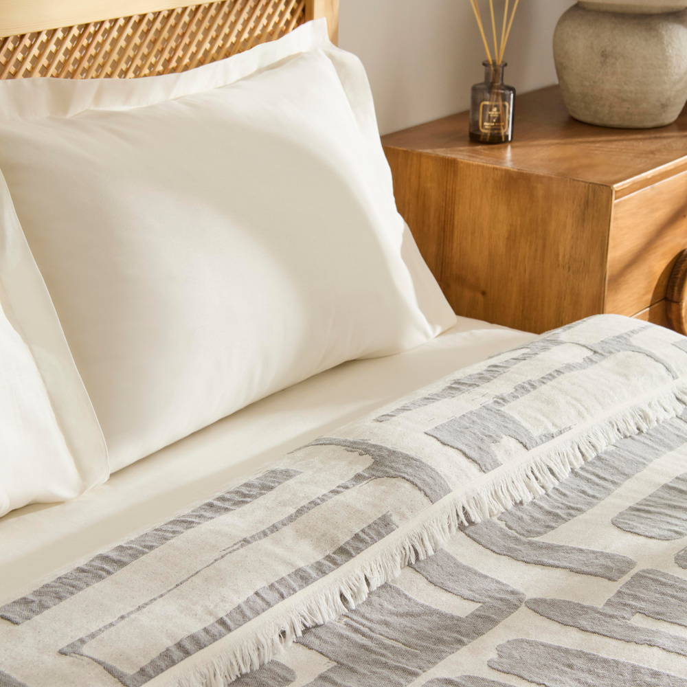 Kaşmir Home Mosy Çift Kişilik Jakar Muslin Pike Gri  görseli 5