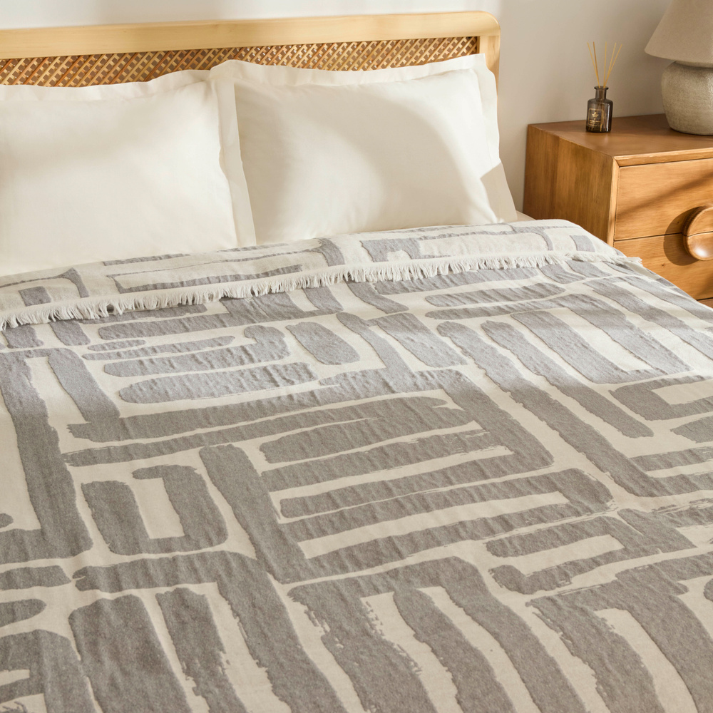 Kaşmir Home Mosy Çift Kişilik Jakar Muslin Pike Gri  görseli 6