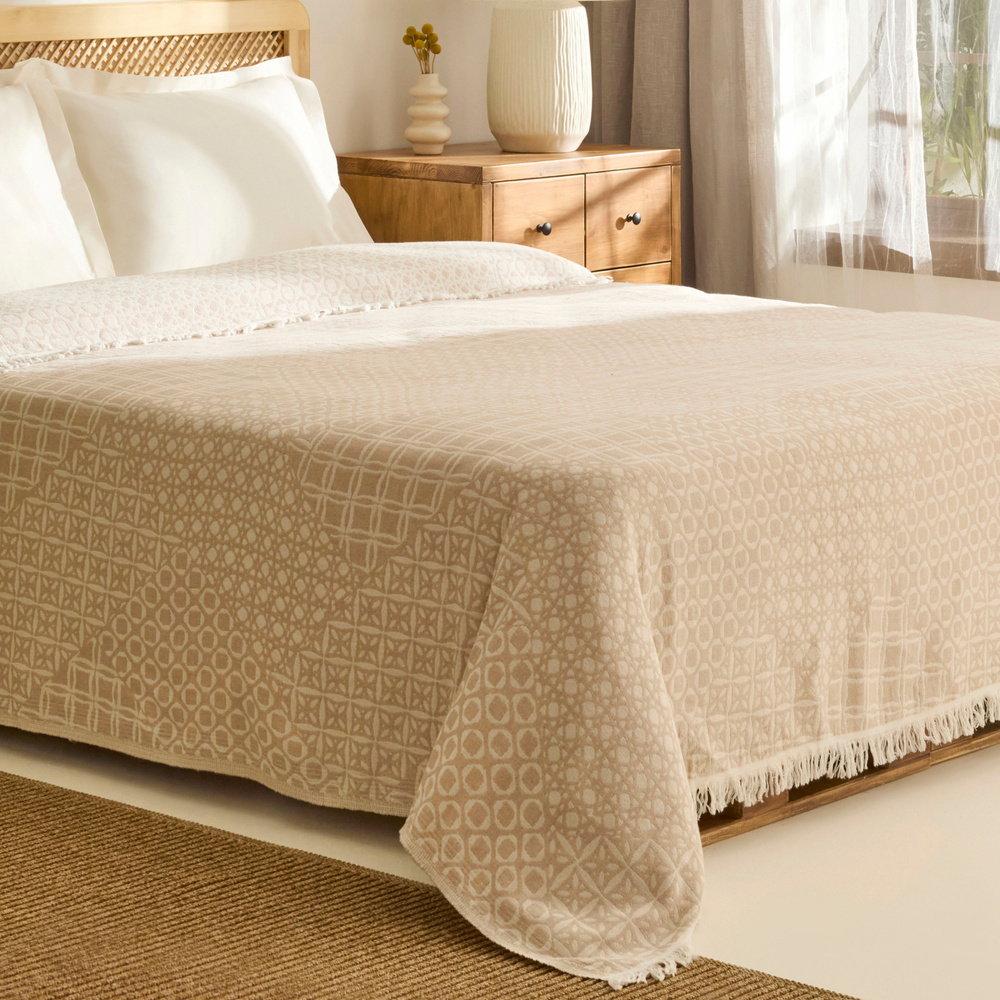 Kaşmir Home Flavo Çift Kişilik Jakar Muslin Pike Bej  görseli 3
