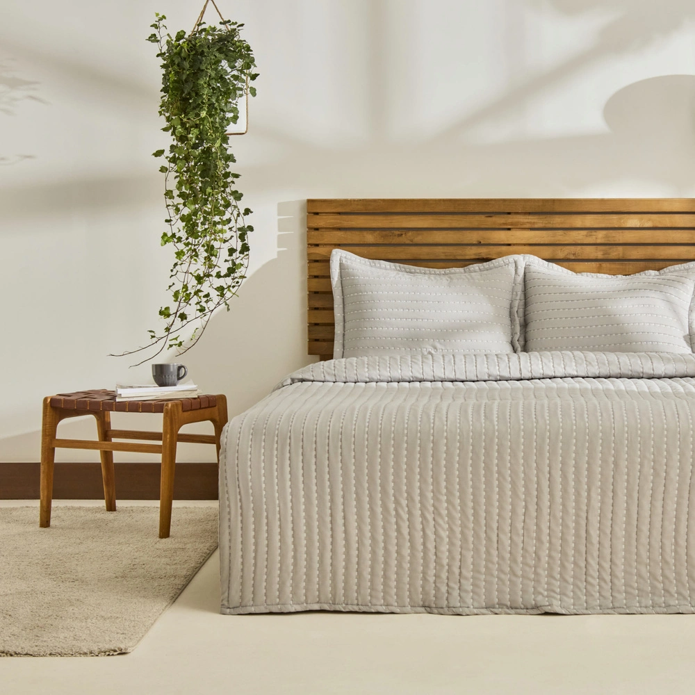Kaşmir Home Amelia Çift Kişilik Yatak Örtüsü Takımı Gri görseli 1