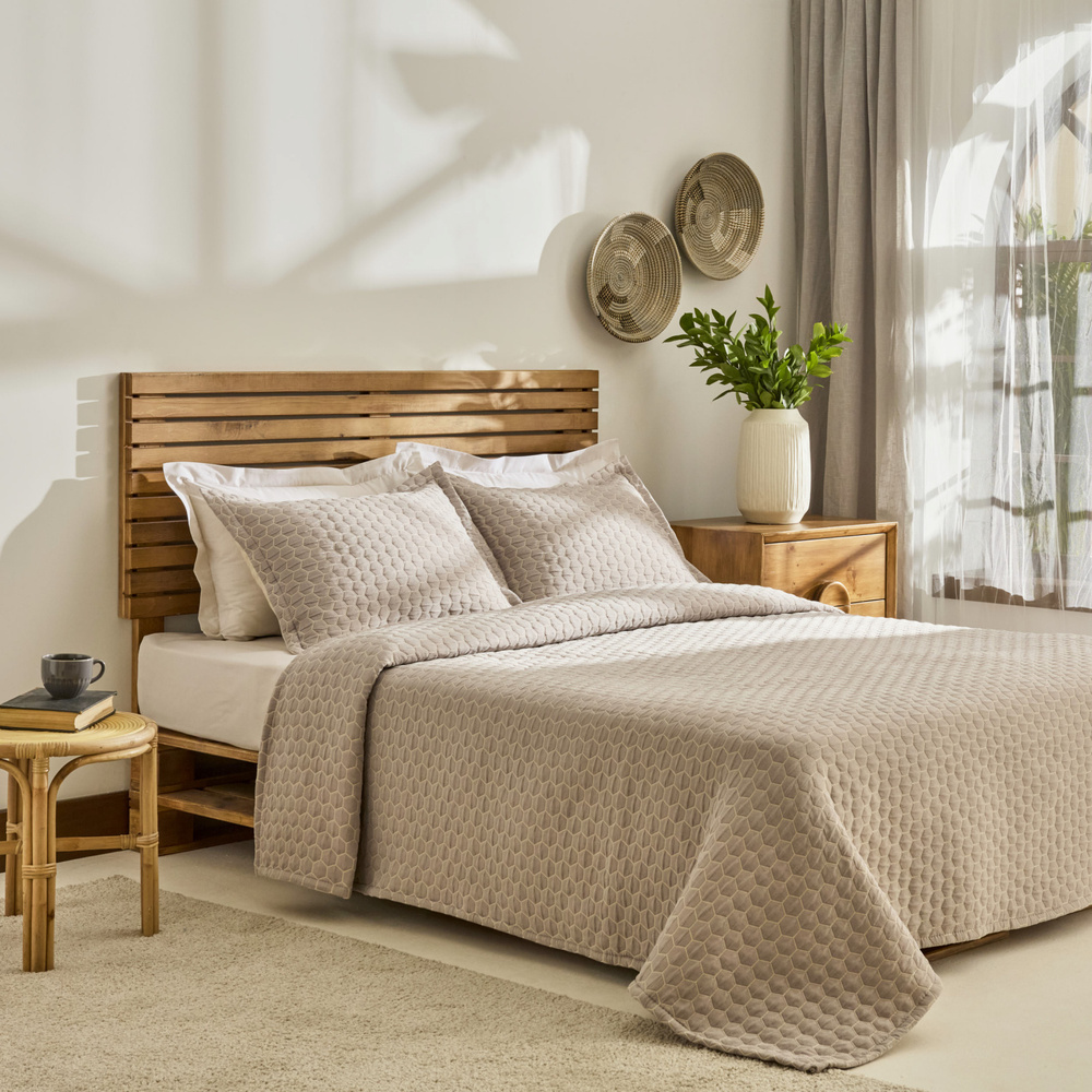 Kaşmir Home Ophelia Tek Kişilik Yatak Örtüsü Takımı Bej görseli 2