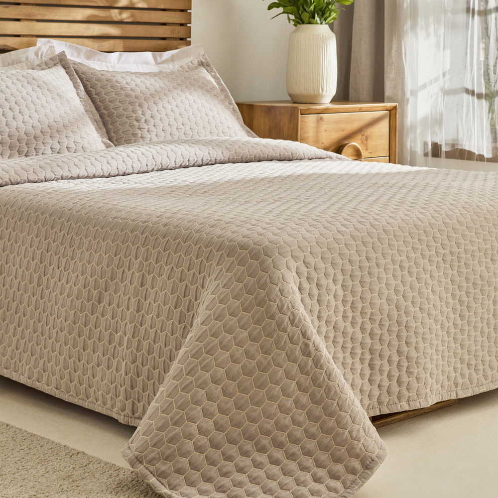 Kaşmir Home Ophelia Tek Kişilik Yatak Örtüsü Takımı Bej görseli 3