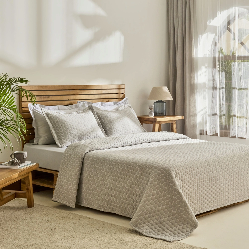 Kaşmir Home Ophelia Çift Kişilik Yatak Örtüsü Takımı Gri görseli 2