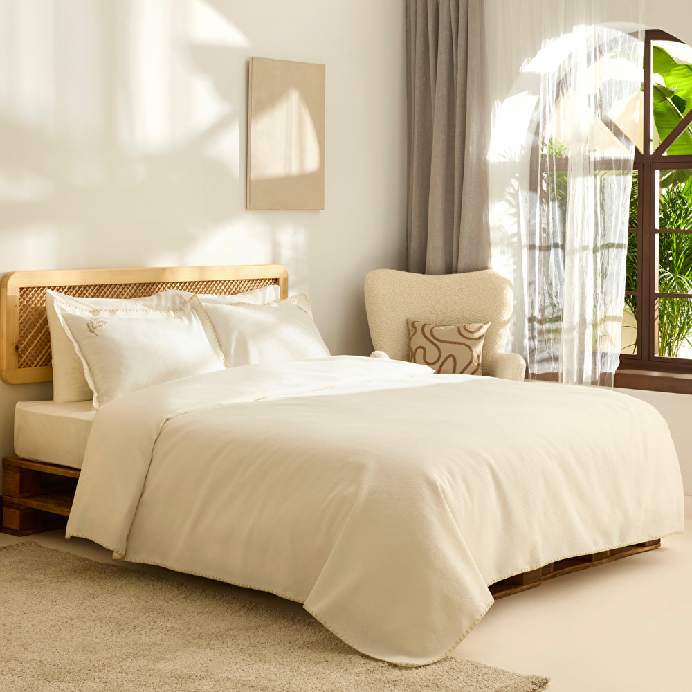 Kaşmir Home Liana Çift Kişilik Pike Takımı Offwhite  görseli 2