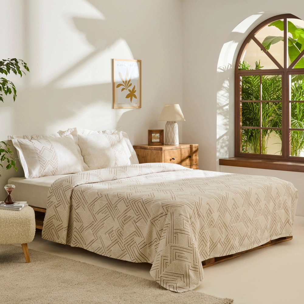 Kaşmir Home Sagan Çift Kişilik Pike Takımı Bej  görseli 2