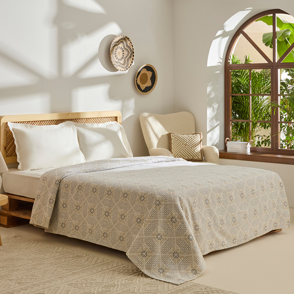 Kaşmir Home Asta %100 Pamuk Çift Kişilik Pike Gri görseli 2