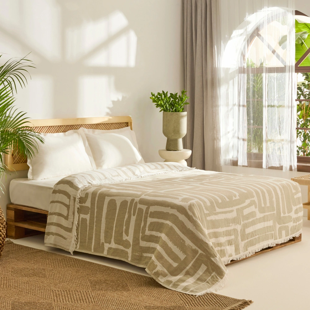 Kaşmir Home Mosy Çift Kişilik Jakar Müslin Pike Çağla görseli 2