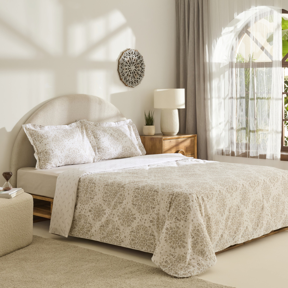 Kaşmir Home Grasy %100 Pamuk Çift Kişilik Nevresim Takımı Bej görseli 2