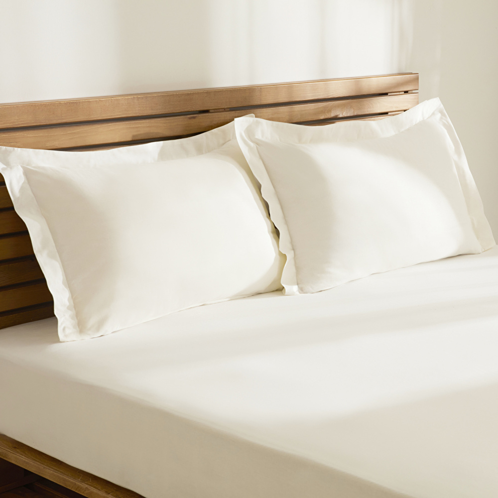 Kaşmir Home Basic %100 Pamuk Tek Kişilik Çarşaf Takımı Offwhite  görseli 1
