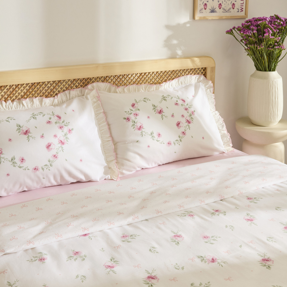 Kaşmir Home Pure Lov %100 Pamuk Çift Kişilik Nevresim Takımı Rose  görseli 4