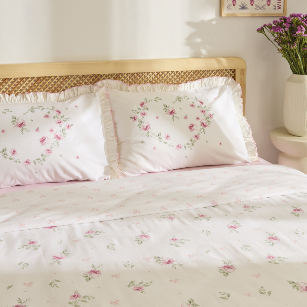 Kaşmir Home Pure Lov %100 Pamuk Çift Kişilik Nevresim Takımı Rose  görseli 7