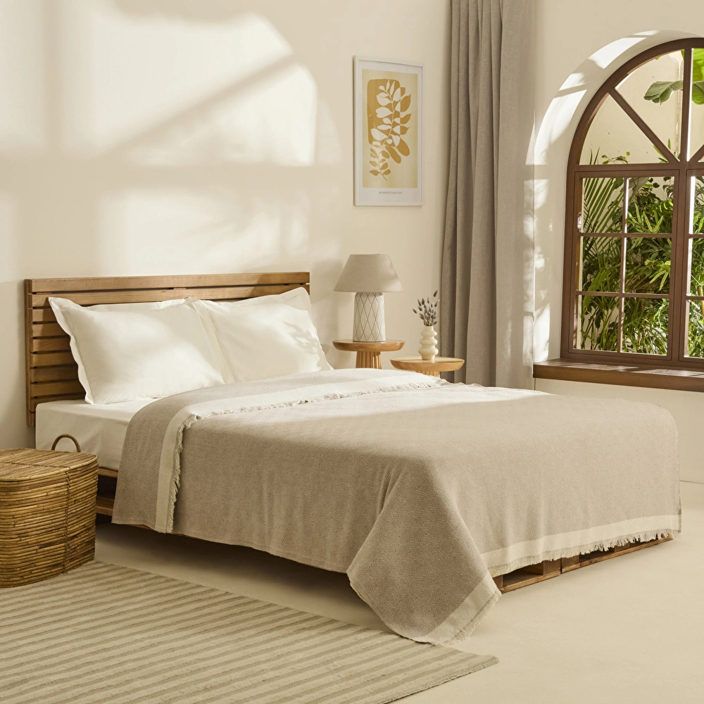 Kaşmir Home Frida Çift Kişilik Pike Bej görseli 1