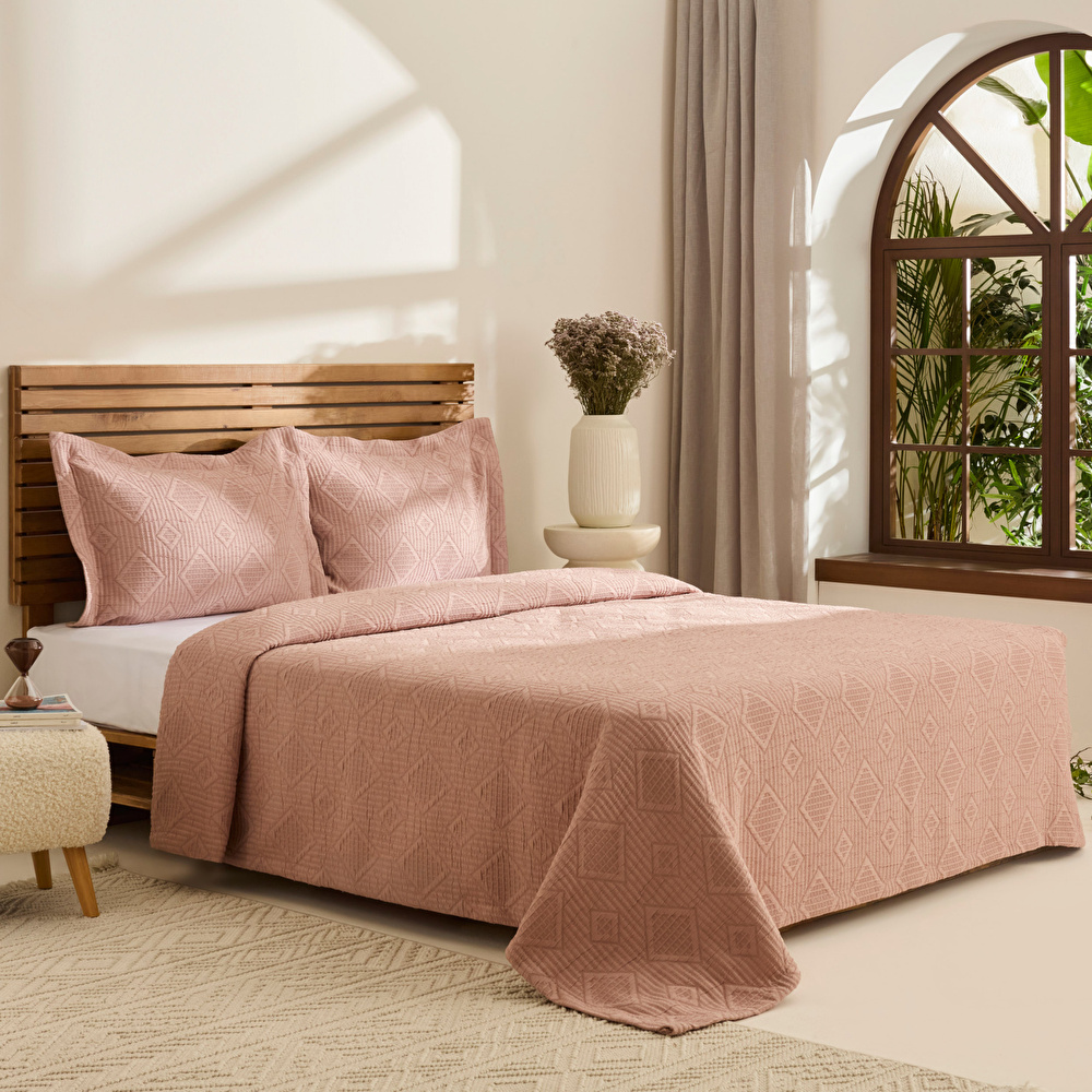 Kaşmir Home Serenty Çift Kişilik Yatak Örtüsü Takımı Rose  görseli 2