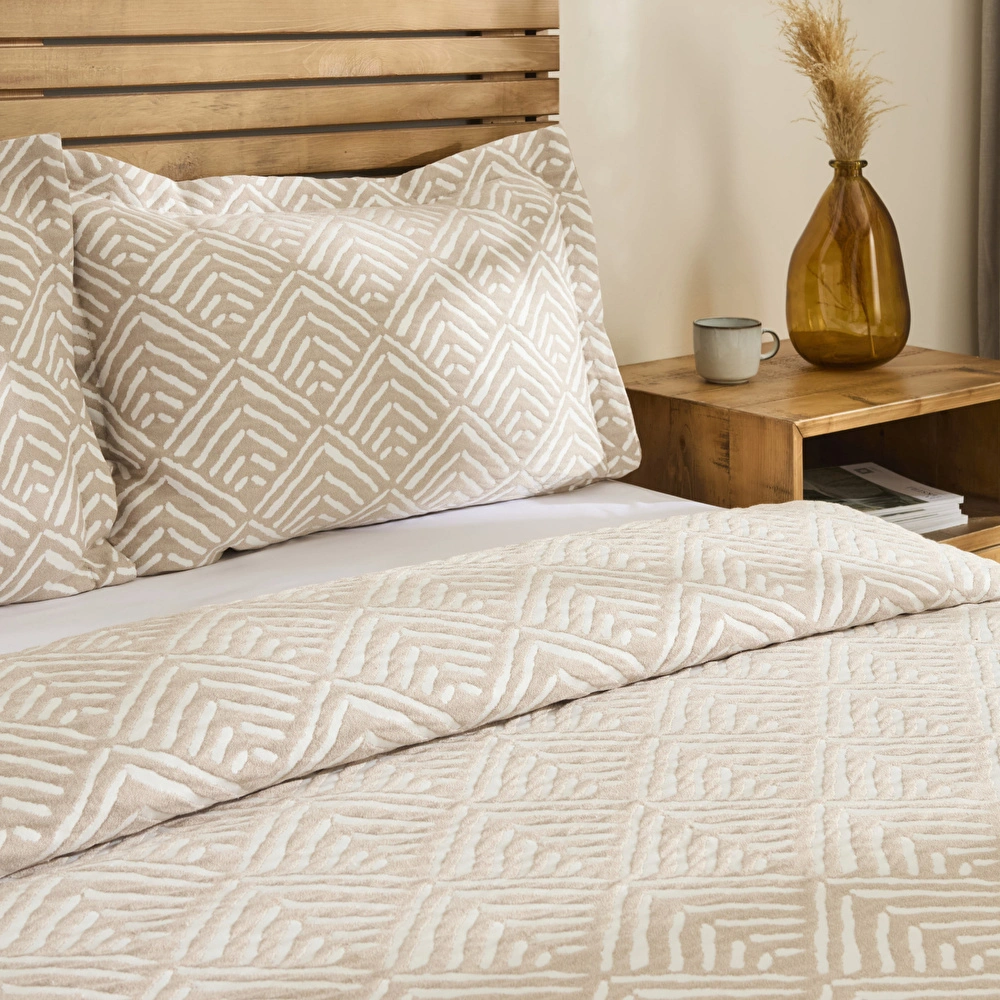 Kaşmir Home Space Çift Kişilik Yatak Örtüsü Takımı Bej görseli 3