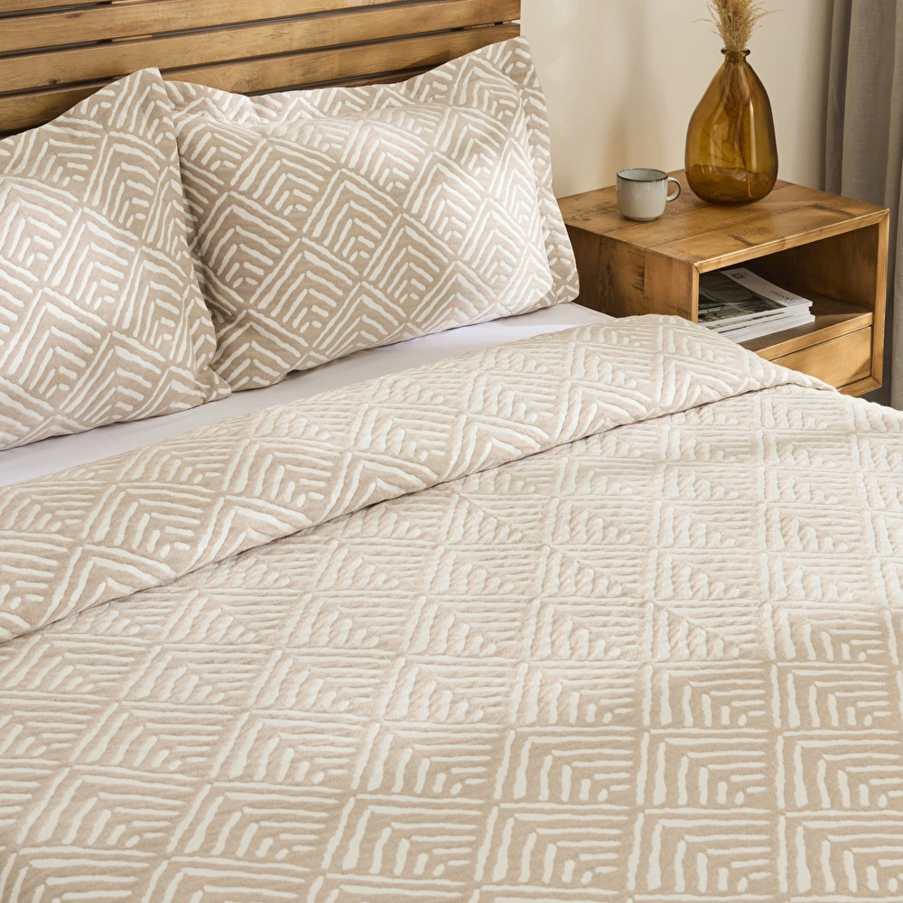 Kaşmir Home Space Çift Kişilik Yatak Örtüsü Takımı Bej görseli 4
