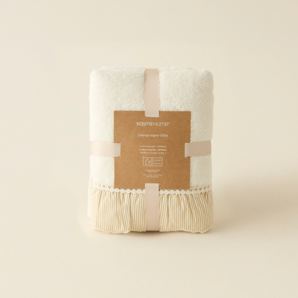Kaşmir Home Liv 2'li Yüz Havlusu Set Offwhite görseli 3