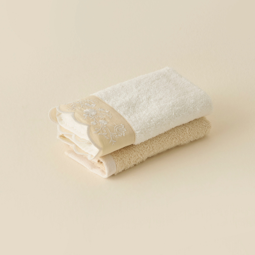 Kaşmir Home Maja 2'li El Havlusu Set Offwhite görseli 3